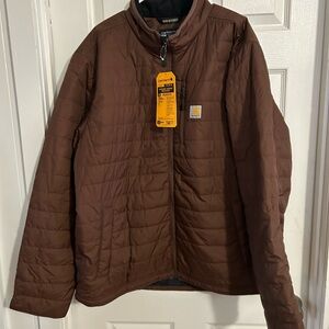 NWT Carhartt Men's Quilted Brown Puffer Jacket light but warm and dry